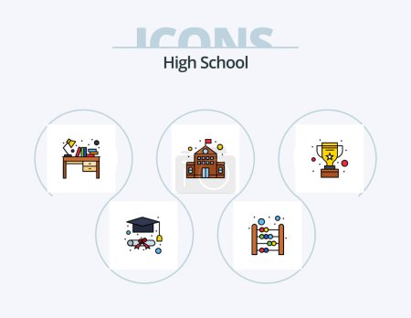 Illustration for High School Line Filled Icon Pack 5 Icon Design. color. study. rack. online. mathematics - Royalty Free Image