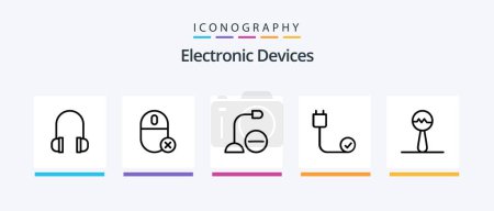 Illustration for Devices Line 5 Icon Pack Including hardware. devices. devices. connected. music. Creative Icons Design - Royalty Free Image
