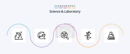 Illustration for Science Line 5 Icon Pack Including books. science. search. lab. tube - Royalty Free Image