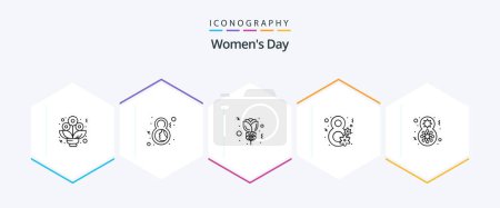 Illustration for Womens Day 25 Line icon pack including gift. day. flower. women day. flower - Royalty Free Image