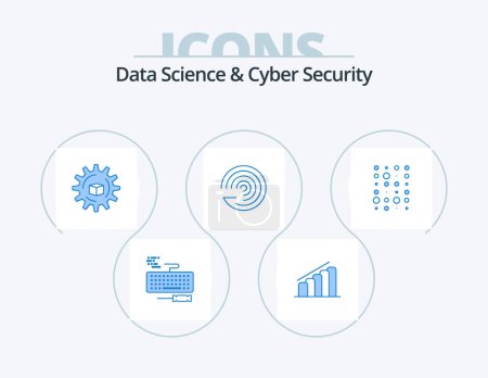 Illustration for Data Science And Cyber Security Blue Icon Pack 5 Icon Design. data. scince. atoumated. forecasting model. forecasting - Royalty Free Image