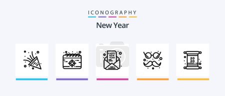 Illustration for New Year Line 5 Icon Pack Including . mic. invitation. audio. firework. Creative Icons Design - Royalty Free Image
