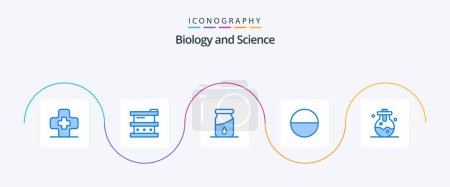 Illustration for Biology Blue 5 Icon Pack Including . laboratory. bottle. lab. tablet - Royalty Free Image