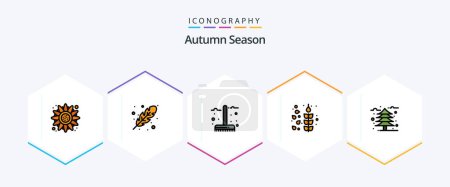 Illustration for Autumn 25 FilledLine icon pack including tree. wheat. autumn. cereals. season - Royalty Free Image