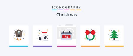 Téléchargez les illustrations : Christmas Flat 5 Icon Pack Including tree. christmas tree. calendar. christmas. decoration. Creative Icons Design - en licence libre de droit