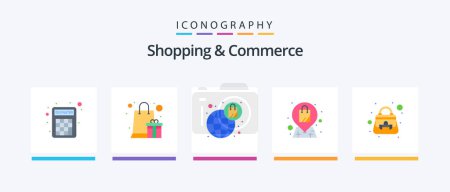 Illustration for Shopping And Commerce Flat 5 Icon Pack Including ladies purse. bag. ecommerce. shopping. location. Creative Icons Design - Royalty Free Image