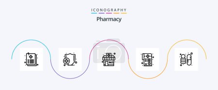 Illustration for Pharmacy Line 5 Icon Pack Including . science. drugstore. pharmacy. medical bill - Royalty Free Image
