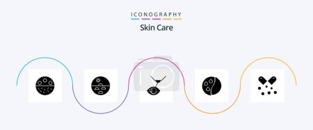 Illustration for Skin Glyph 5 Icon Pack Including oil. hair therapy. skin care. hair conditioning. laser surgery - Royalty Free Image