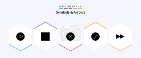 Ilustración de Symbols and Arrows 25 Glyph icon pack including . complete. - Imagen libre de derechos
