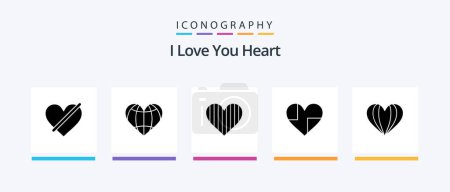 Illustration for Heart Glyph 5 Icon Pack Including love. gift. like. favorite. love. Creative Icons Design - Royalty Free Image