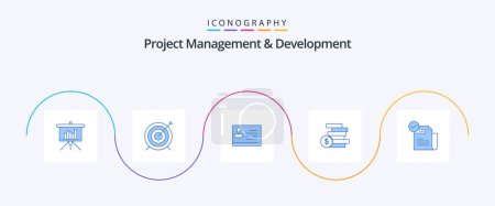 Illustration for Project Management And Development Blue 5 Icon Pack Including check. ghold. license to work. cash. id - Royalty Free Image