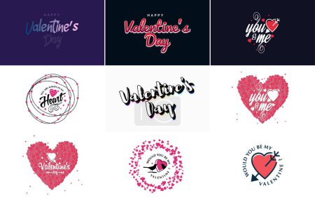 Téléchargez les illustrations : Happy Valentine's Day banner template with a romantic theme and a red color scheme - en licence libre de droit
