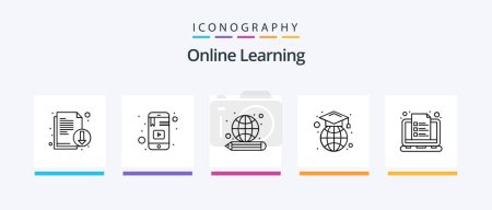 Illustration for Online Learning Line 5 Icon Pack Including cloud. university. flask. school. badge. Creative Icons Design - Royalty Free Image