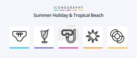 Illustration for Beach Line 5 Icon Pack Including . beach ball. drink. beach. beach. Creative Icons Design - Royalty Free Image