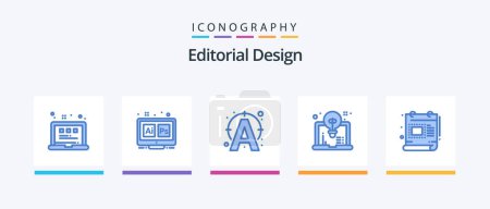 Illustration for Editorial Design Blue 5 Icon Pack Including creative. design. ai. computer. connect. Creative Icons Design - Royalty Free Image
