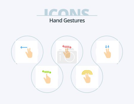 Téléchargez les illustrations : Hand Gestures Flat Icon Pack 5 Icon Design. gesture. touch. tab. mobile. gestures - en licence libre de droit