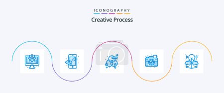 Illustration for Creative Process Blue 5 Icon Pack Including big idea. creative. process. image. process - Royalty Free Image