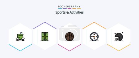 Téléchargez les illustrations : Sports and Activities 25 FilledLine icon pack including sports. focus. game. recreation. basketball - en licence libre de droit