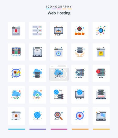 Téléchargez les illustrations : Creative Web Hosting 25 Flat icon pack  Such As database server. hierarchy. hosting. connection. folders - en licence libre de droit