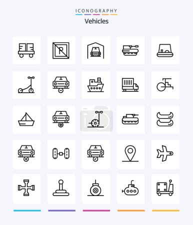 Illustration for Creative Vehicles 25 OutLine icon pack  Such As pedal. panzer. not. military. cannon - Royalty Free Image