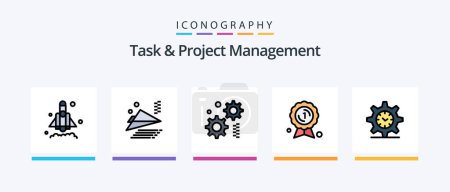 Illustration for Task And Project Management Line Filled 5 Icon Pack Including badge . award . watch. idea. Creative Icons Design - Royalty Free Image