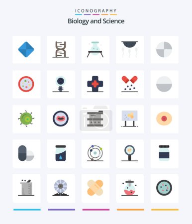 Téléchargez les illustrations : Creative Biology 25 Pack d'icônes plates tel que le processus. chimie. biochimie. biologie. laboratoire - en licence libre de droit