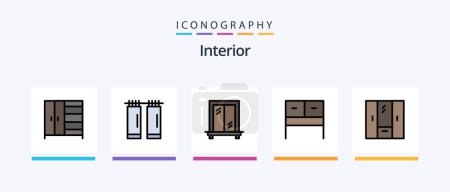 Ilustración de Interior Line Filled 5 Icon Pack Including . light. room. bed. Creative Icons Design - Imagen libre de derechos