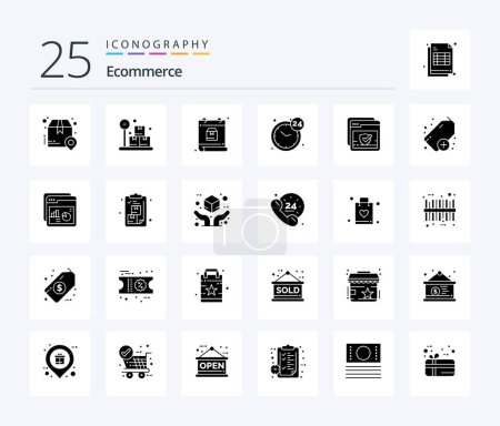 Illustration for Ecommerce 25 Solid Glyph icon pack including check. open. calendar. hours. - Royalty Free Image