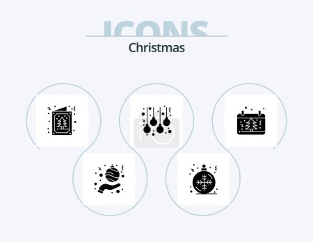 Illustration for Christmas Glyph Icon Pack 5 Icon Design. date. lamps. tree. christmas. accessories - Royalty Free Image