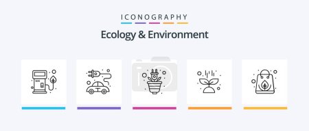 Illustration for Ecology And Environment Line 5 Icon Pack Including plant. sun. nozzle. plant. growth. Creative Icons Design - Royalty Free Image