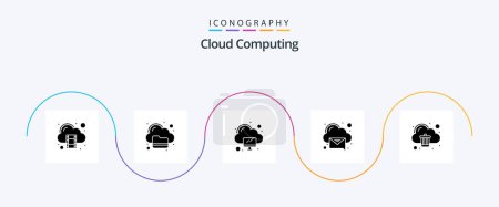 Illustration for Cloud Computing Glyph 5 Icon Pack Including delete. message. computer. recieved. cloud - Royalty Free Image
