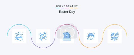 Illustration for Easter Blue 5 Icon Pack Including easter. paint brush. cemetery. sheep. easter - Royalty Free Image