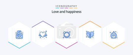 Illustration for Love 25 Blue icon pack including perfume. fragrance. engagement. heart. heal - Royalty Free Image