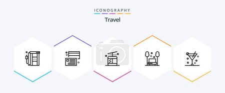 Ilustración de Viaje 25 Paquete de iconos de línea incluyendo viajes. Público. crédito. park. viajes - Imagen libre de derechos