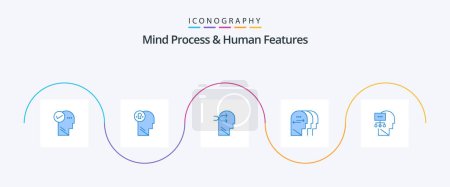 Ilustración de Proceso mental y características humanas Paquete de iconos azul 5 Incluyendo la planificación. mente. Piensa. charactore. pensar - Imagen libre de derechos