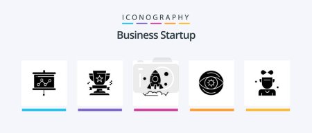 Ilustración de Business Startup Glyph 5 Icon Pack Including eye . win . rocket. business. Creative Icons Design - Imagen libre de derechos