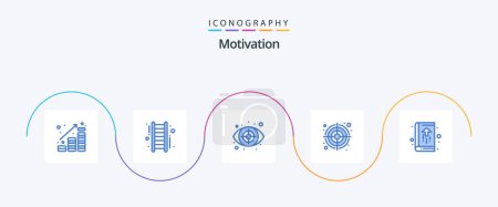 Ilustración de Motivación Blue 5 Icon Pack Incluyendo libro. objetivo. éxito. Objetivo. objetivo - Imagen libre de derechos