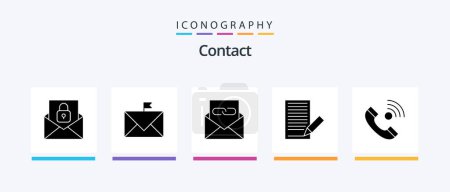 Illustration for Contact Glyph 5 Icon Pack Including letter. contact. flagged. communication. email. Creative Icons Design - Royalty Free Image