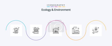 Illustration for Ecology And Environment Line 5 Icon Pack Including friendly. plants. green. industry. factory - Royalty Free Image