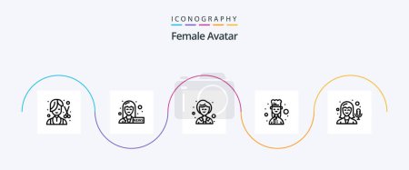 Téléchargez les illustrations : Pack d'icônes Avatar Line 5 femelle, enregistrement inclus. femelle. femme d'affaires. cuisinière. cuisinier - en licence libre de droit