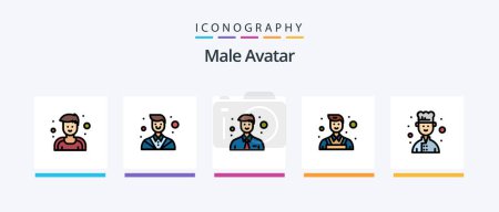 Illustration for Male Avatar Line Filled 5 Icon Pack Including . man. joker. police. physician. Creative Icons Design - Royalty Free Image