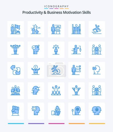 Illustration for Creative Productivity And Business Motivation Skills 25 Blue icon pack  Such As management. human. limits. growth. businessman - Royalty Free Image