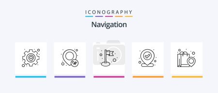 Illustration for Navigation Line 5 Icon Pack Including navigation. map. destination. location. flight destination. Creative Icons Design - Royalty Free Image