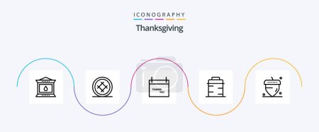 Illustration for Thanks Giving Line 5 Icon Pack Including acorn. thanks. pie. food. thanksgiving - Royalty Free Image