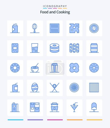 Téléchargez les illustrations : Creative Food 25 Blue icon pack  Such As food. cooking. pasta. coffee. food - en licence libre de droit