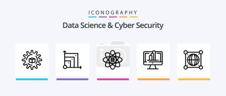 Ilustración de Data Science And Cyber Security Line 5 Icon Pack Including keyboard. scince. 3d. share. data. Creative Icons Design - Imagen libre de derechos