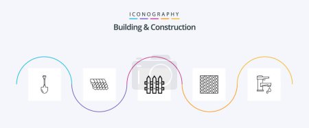 Illustration for Building And Construction Line 5 Icon Pack Including tiles. square. construction. slab. tile - Royalty Free Image
