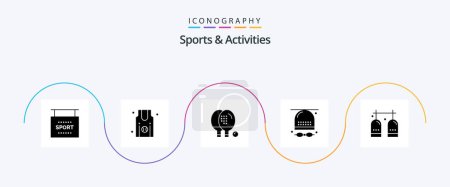 Ilustración de Deportes y Actividades Glyph 5 Icon Pack Incluye gorro. juego. actividades. Atletismo. ping - Imagen libre de derechos