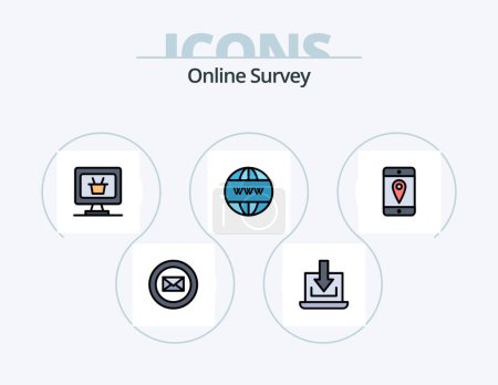 Ilustración de Online Survey Line Filled Icon Pack 5 Icon Design. . website . online . - Imagen libre de derechos