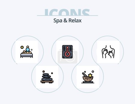 Illustration for Spa And Relax Line Filled Icon Pack 5 Icon Design. body . jack . spa. floral essence - Royalty Free Image